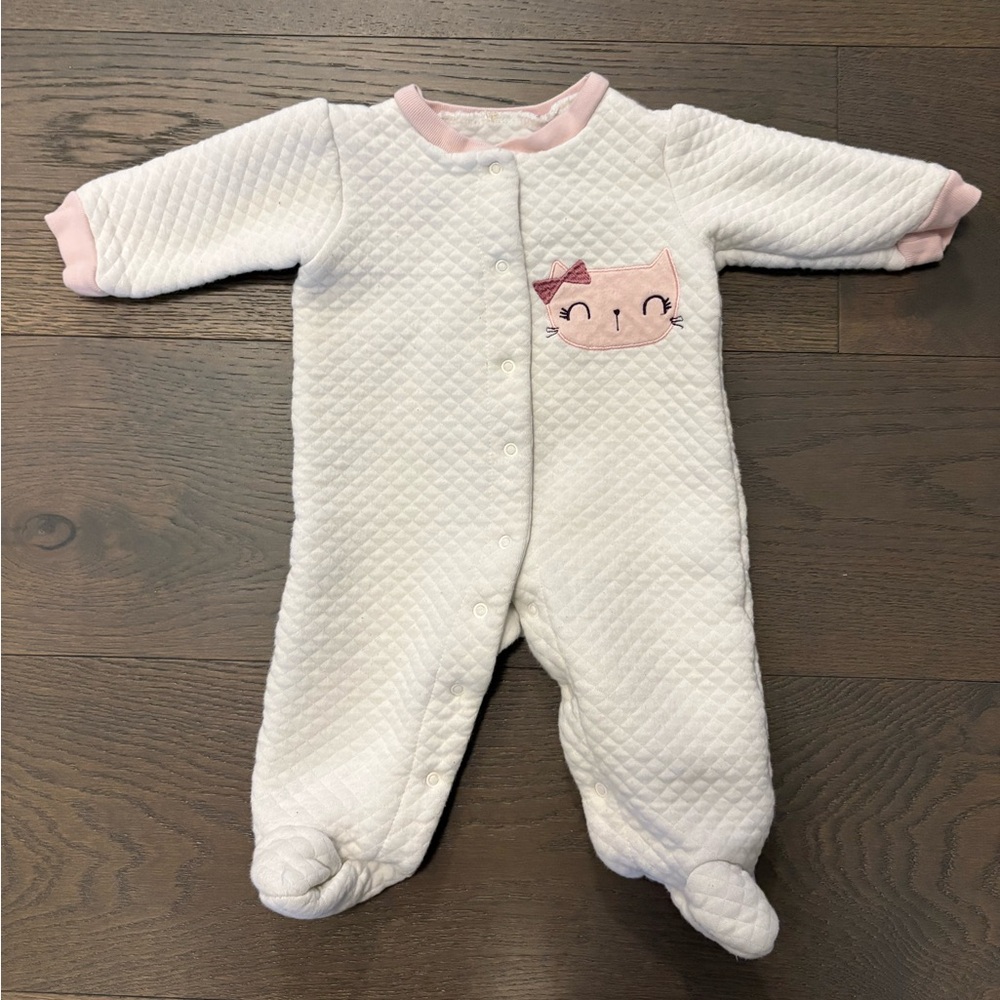 Chick pea white waffle baby girl sleeper 3-6M VGuC